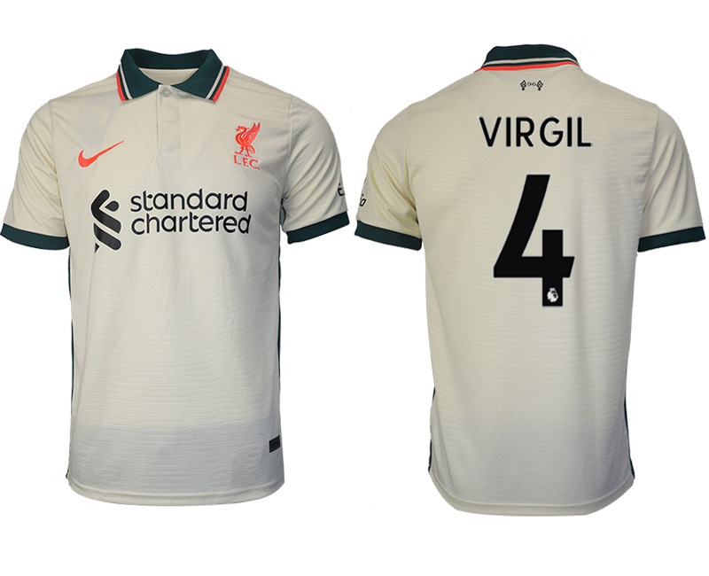 Men 2021-2022 Club Liverpool away aaa version cream #4 Soccer Jersey